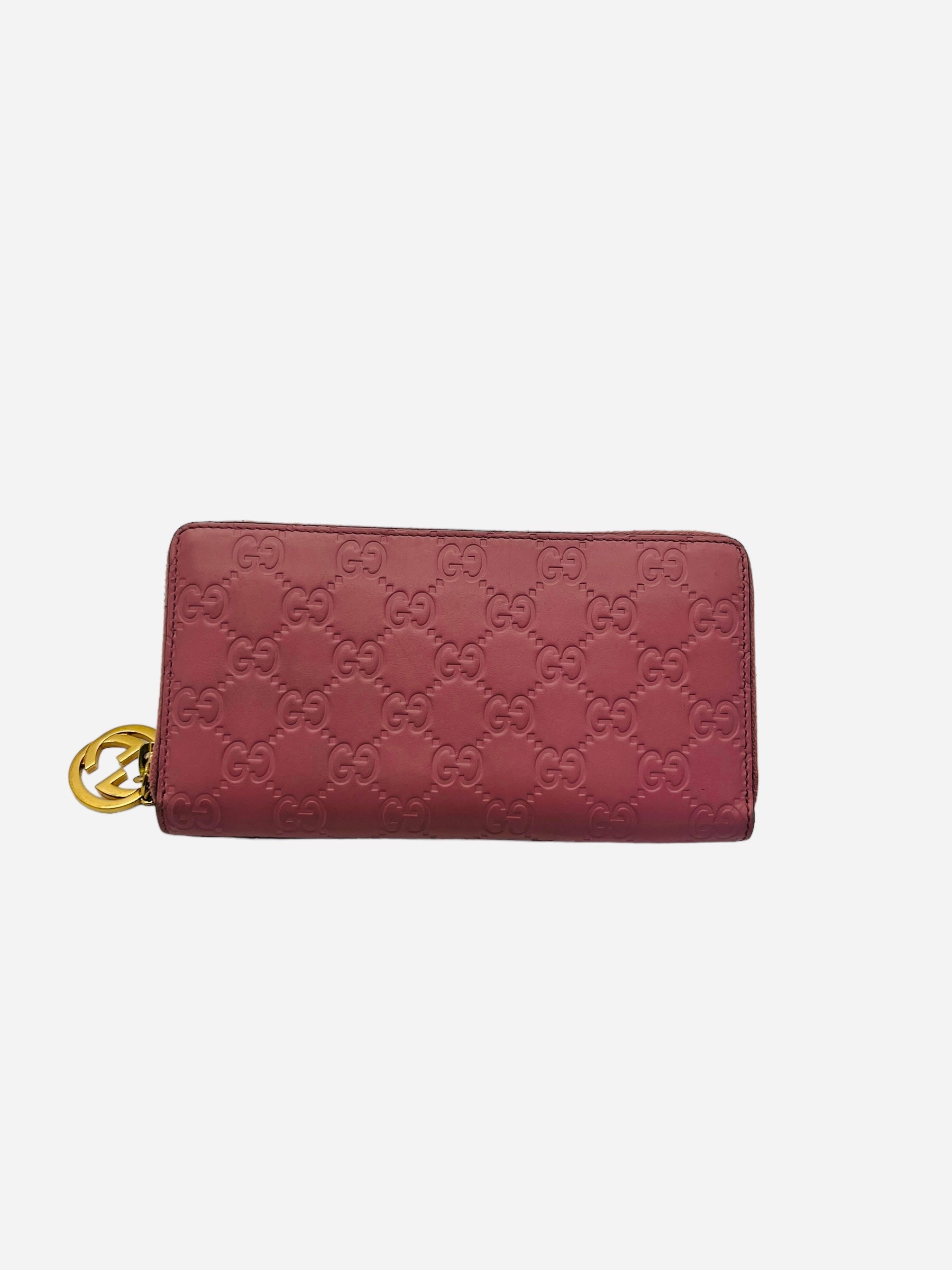 Gucci long pink zippy wallet